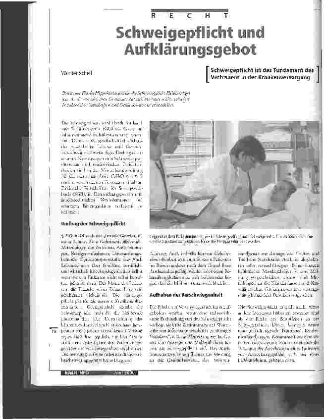 Vorschauseite 1: Schweigepflicht und Aufklärungsgebot