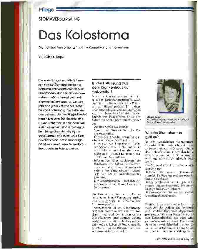 Vorschauseite 1: Das Kolostoma Die richtige Versorgung finden - Komplikationen erkennen