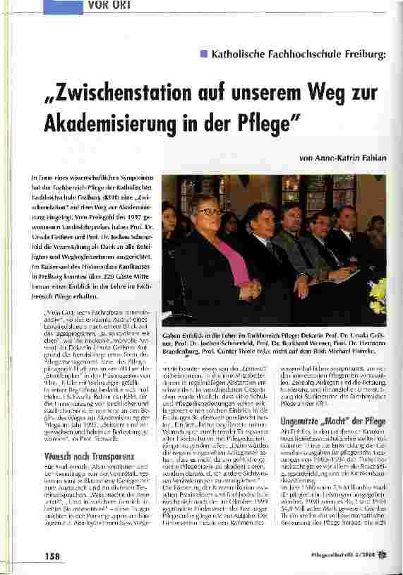 Vorschauseite 1: Zwischenstation auf unserem Weg zur Akademisierung in der Pflege Katholische Fachhochschule Freiburg