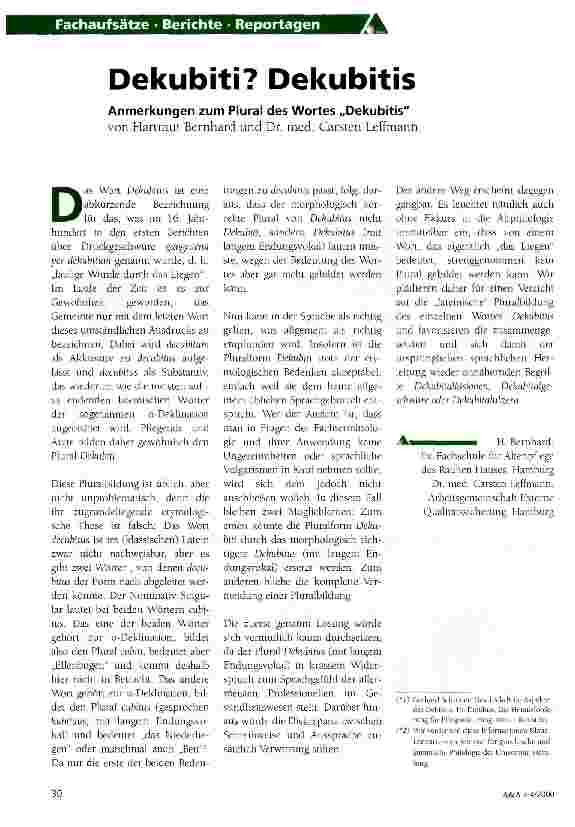 Vorschauseite 1: Dekubiti? Dekubitis Anmerkungen zum Plural des Wortes Dekubitis
