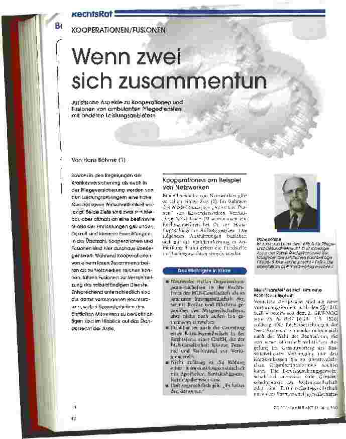 Vorschauseite 1: Wenn zwei sich zusammentun Kooperation/Fusion