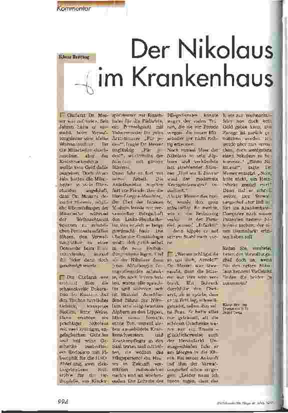 Vorschauseite 1: Der Nikolaus im Krankenhaus