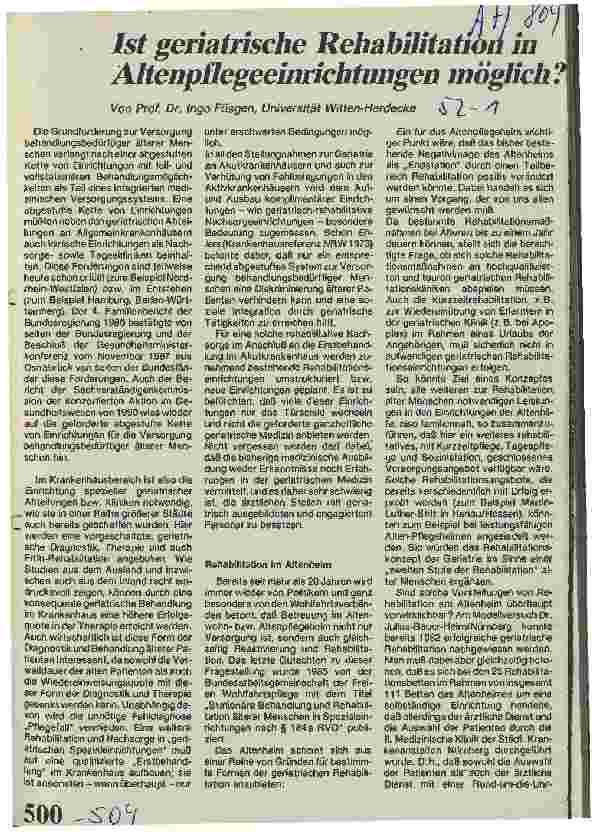 Vorschauseite 1: Ist geriatrische Rehabilitation in Altenpflegeeinrichtungen möglich?