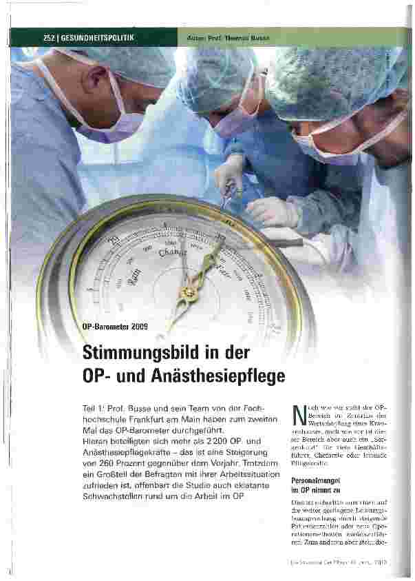 Vorschauseite 1: Stimmungsbild in der OPund Anästhesiepflege