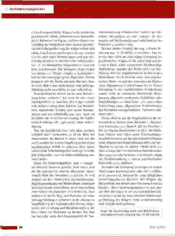 Vorschauseite 2: Unterbringung eines suizidal psychotischen Patienten