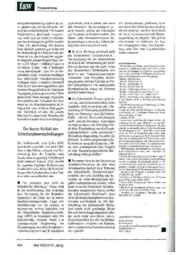 Vorschauseite 4: Finanzierungszuschläge für Zentren an Krankenhäusern