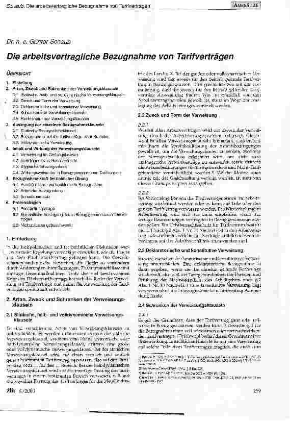 Vorschauseite 1: Die arbeitsvertragliche Bezugnahme von Tarifverträgen