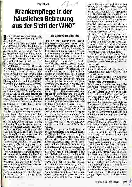 Vorschauseite 1: Krankenpflege in der häuslichen Betreuung aus der Sicht der WHO