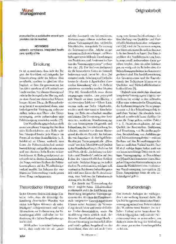Vorschauseite 2: Der Einfluss der Patientencompliance auf den Wundheilungsverlauf -Ergebnisse einer Longitudinalstudie