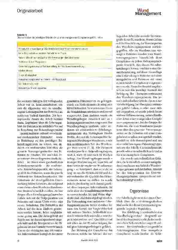 Vorschauseite 3: Der Einfluss der Patientencompliance auf den Wundheilungsverlauf -Ergebnisse einer Longitudinalstudie
