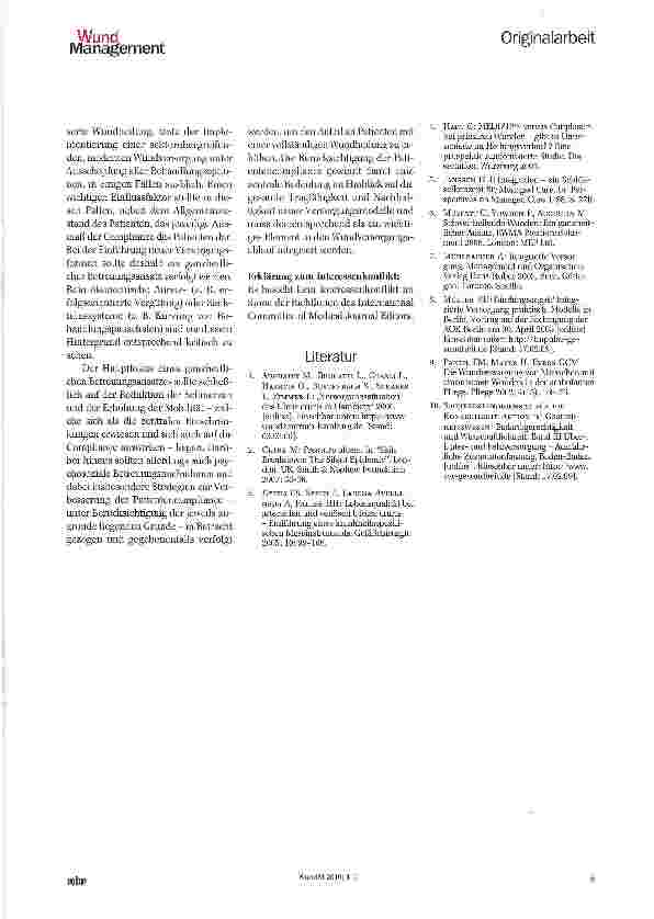 Vorschauseite 6: Der Einfluss der Patientencompliance auf den Wundheilungsverlauf -Ergebnisse einer Longitudinalstudie