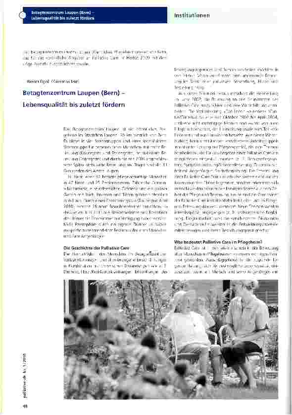 Vorschauseite 1: Betagtenzentrum Laupen (Bern)-Lebensqualität bis zuletzt fördern