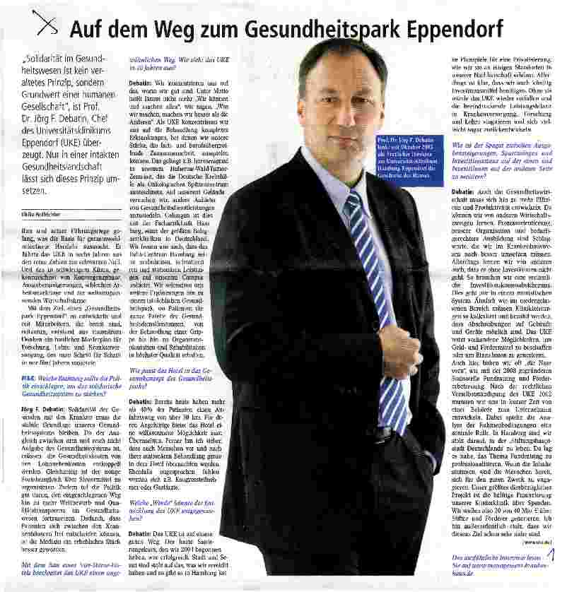 Vorschauseite 1: Auf dem Weg zum Gesundheitspark Eppendorf