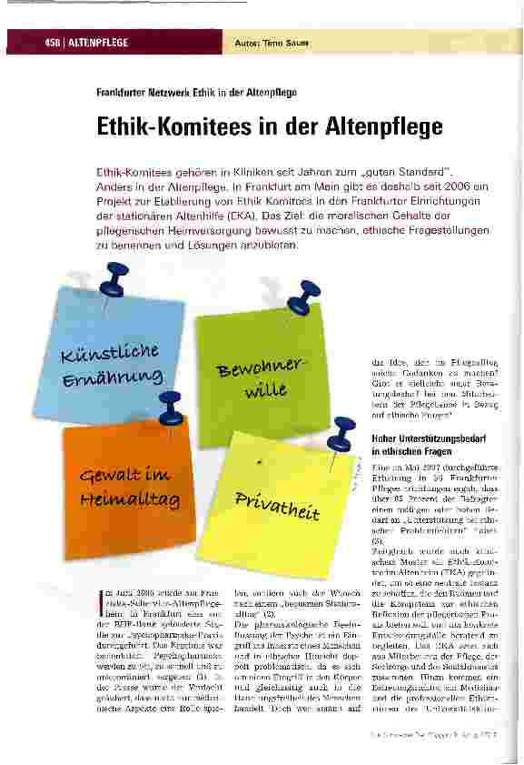 Vorschauseite 1: Ethik-Komitees in der Altenpflege