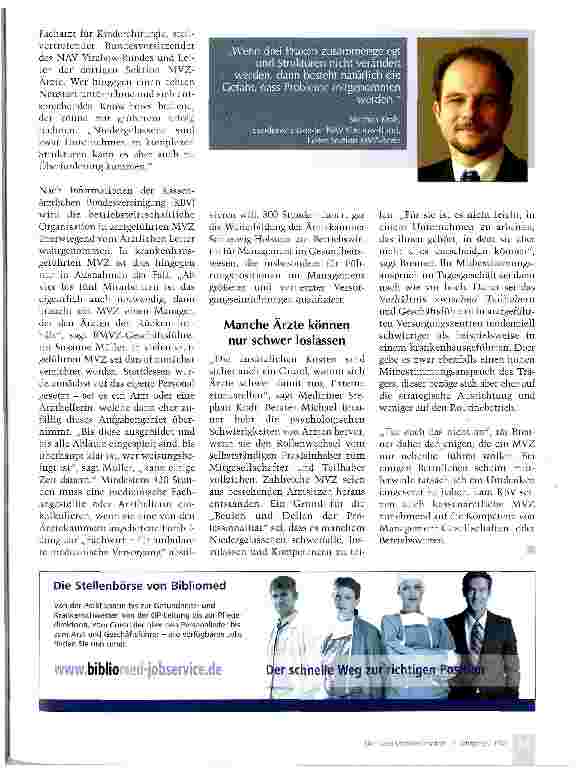 Vorschauseite 3: MVZ: Professionelles Management ist unverzichtbar