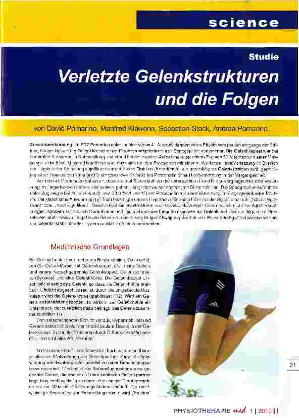 Vorschauseite 1: Verletzte Gelenkstrukturen und die Folgen