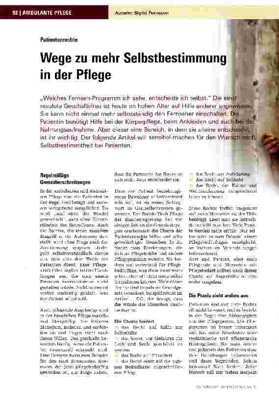 Vorschauseite 1: Wege zu mehr Selbstbestimmung in der Pflege