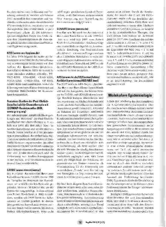 Vorschauseite 2: Surveillance und molekulare Epidemiologie von ESBL in Deutschland