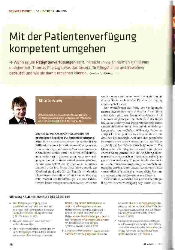 Vorschauseite 1: Mit der Patientenverfügung kompetent umgehen