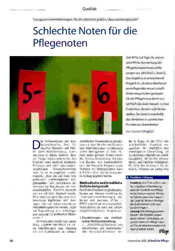 Vorschauseite 1: Schlechte Noten für die Pflegenoten