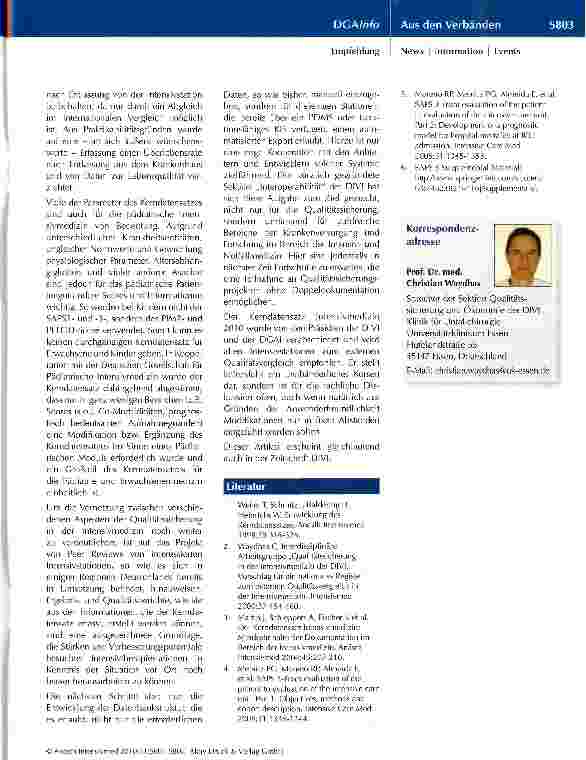 Vorschauseite 3: Kerndatensatz Intensivmedizin 2010 der DIVI und DGAI