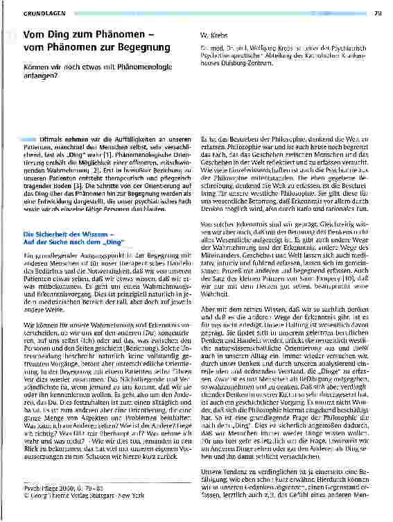 Vorschauseite 1: Vom Ding zum Phänomen - vom Phänomen zur Begegnung