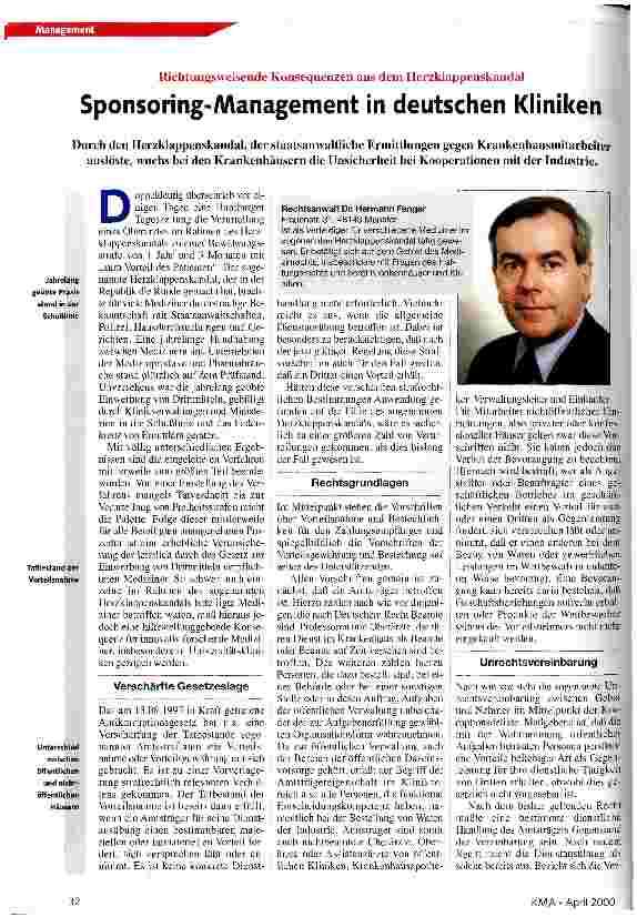 Vorschauseite 1: Sponsoring-Management in deutschen Kliniken