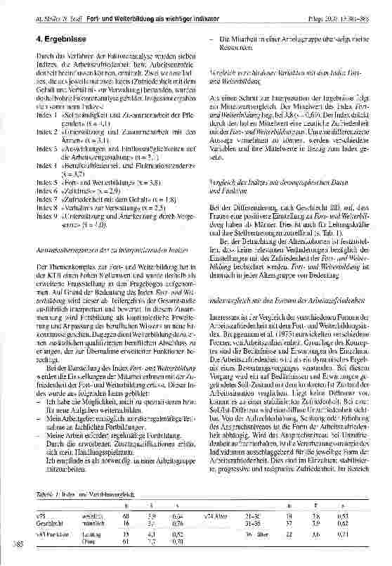 Vorschauseite 5: Fortund Weiterbildung als wichtiger Indikator der Arbeitszufriedenheit in der Pflege Resultate einer quantitativen Studie
