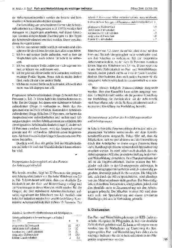 Vorschauseite 6: Fortund Weiterbildung als wichtiger Indikator der Arbeitszufriedenheit in der Pflege Resultate einer quantitativen Studie