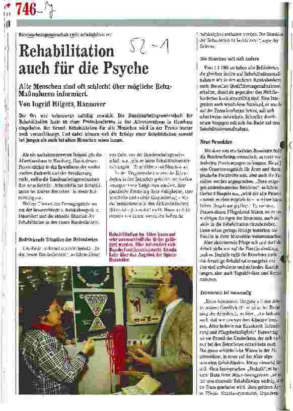 Vorschauseite 1: Rehabilitation auch für die Psyche