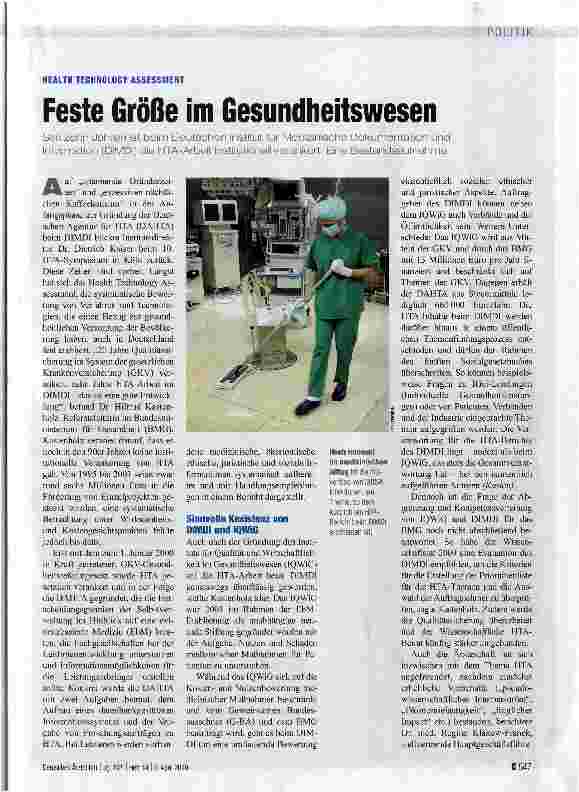 Vorschauseite 1: Feste Größe im Gesundheitswesen