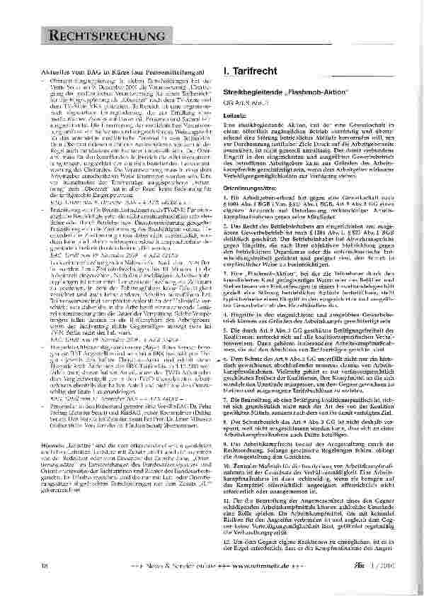 Vorschauseite 1: Streikbegleitende „Flashmob-Aktion