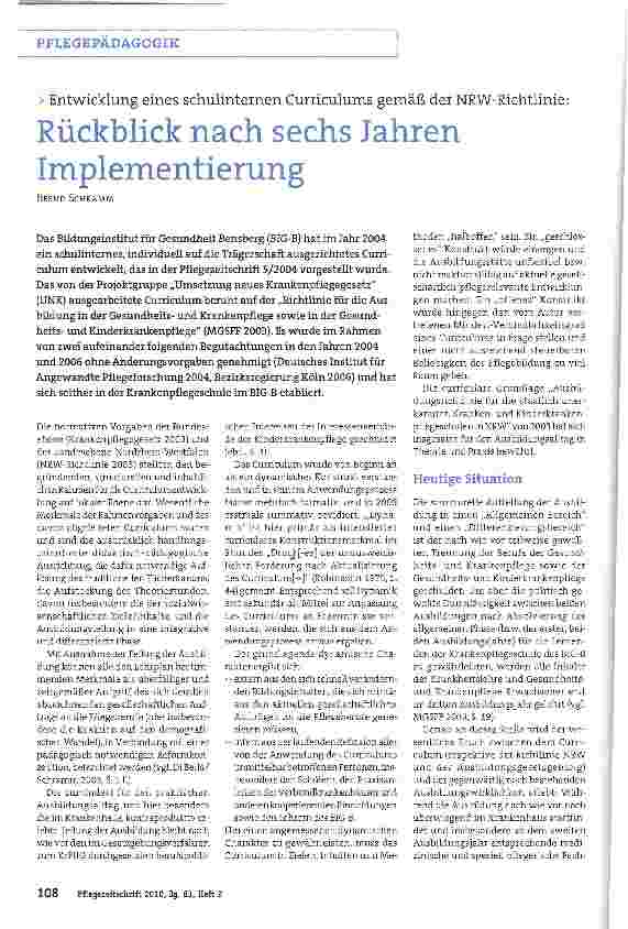 Vorschauseite 1: Rückblick nach sechs Jahren Implementierung