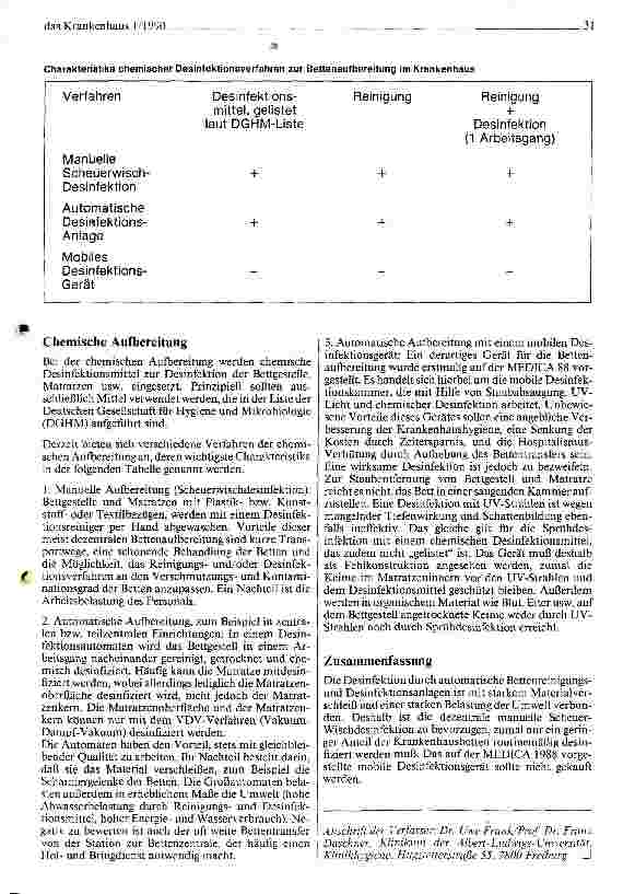 Vorschauseite 2: Sinnvolle Reinigungsund Desinfektionsverfahren für Krankenhausbetten