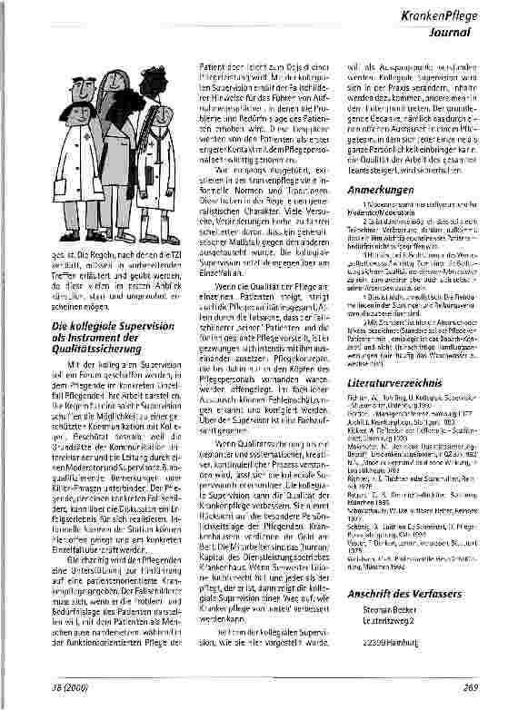 Vorschauseite 5: Kollegiale Supervision Eine Möglichkeit zur internen Qualitätssicherung in der Krankenpflege