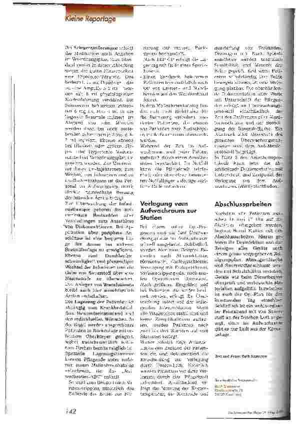 Vorschauseite 3: Aufgaben der postoperativen Betreuung im Aufwachraum Ein Arbeitsplatz wird vorgestellt