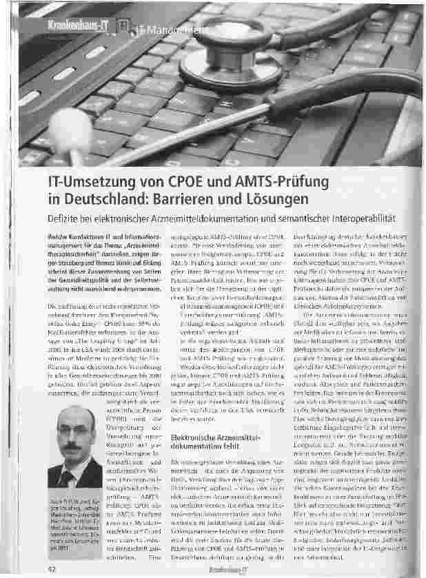Vorschauseite 1: IT-Umsetzung von CPOE und AMTS-Prüfung in Deutschland: Barrieren und Lösungen