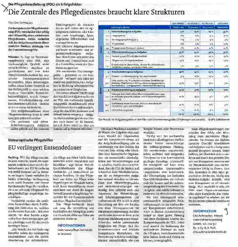 Vorschauseite 1: Die Zentrale des Pflegedienstes braucht klare Strukturen