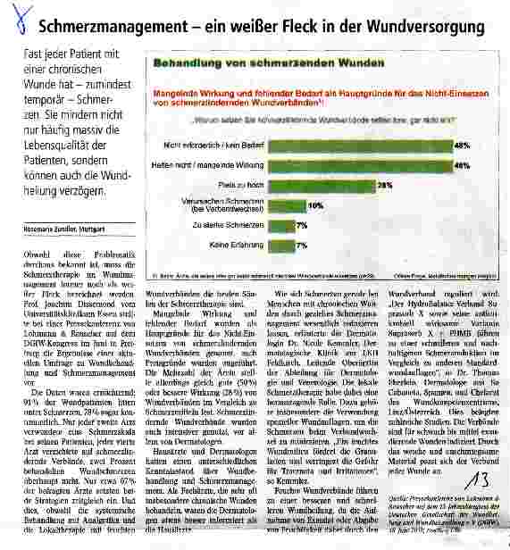 Vorschauseite 1: Schmerzmanagement - ein weißer Fleck in der Wundversorgung