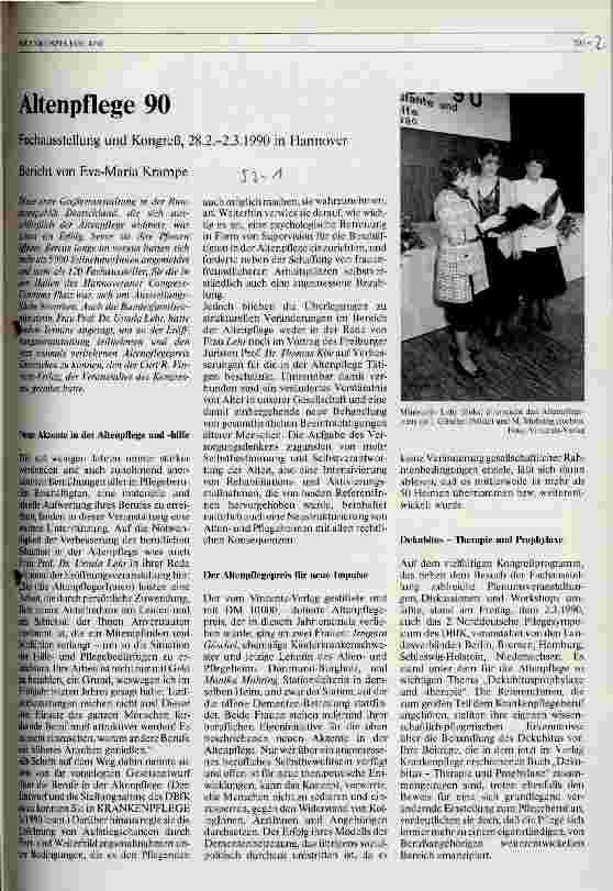 Vorschauseite 1: Altenpflege 90 Fachausstellung und Kongreß, 28.2.-2.3.1990 in Hannover