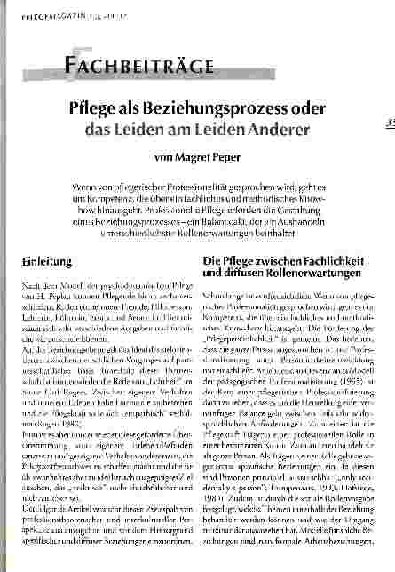 Vorschauseite 1: Pflege als Beziehungsprozess oder das Leiden am Leiden Anderer