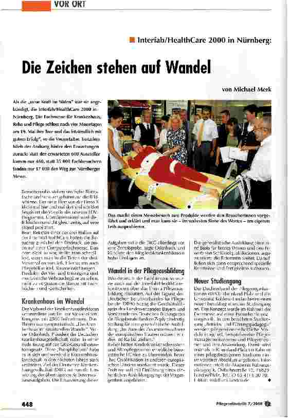Vorschauseite 1: Die Zeichen stehen auf Wandel Interfab/HealthCare 2000 in Nürnberg