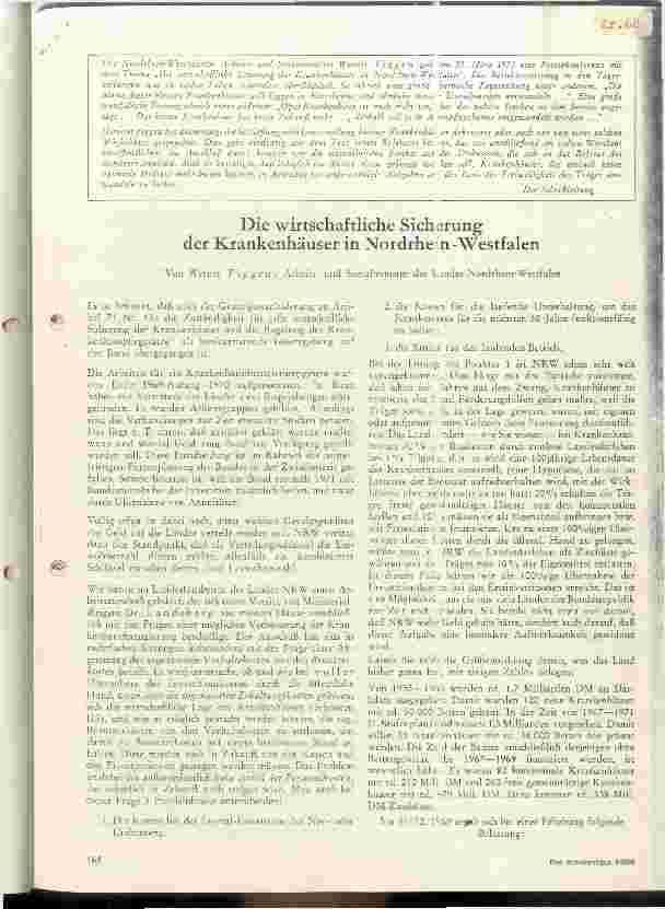 Vorschauseite 1: Die wirtschaftliche Sicherung der Krankenhäuser in Nordrhein-Westfalen