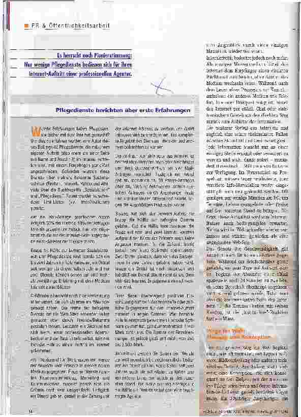 Vorschauseite 1: Pflegedienste berichten über erste Erfahrungen
