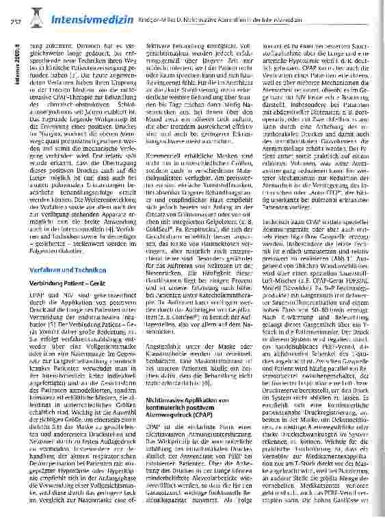 Vorschauseite 2: Nichtinvasive Atemhilfen in der Intensivmedizin - Verfügbare Techniken, gesicherte Indikationen, Perspektiven