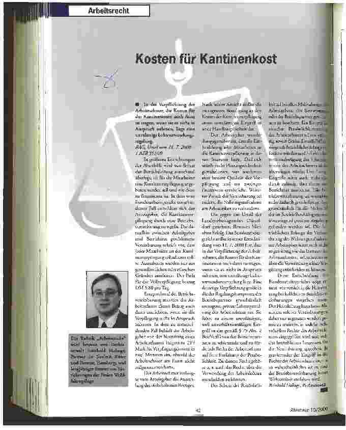 Vorschauseite 1: Kosten für Kantinenkost