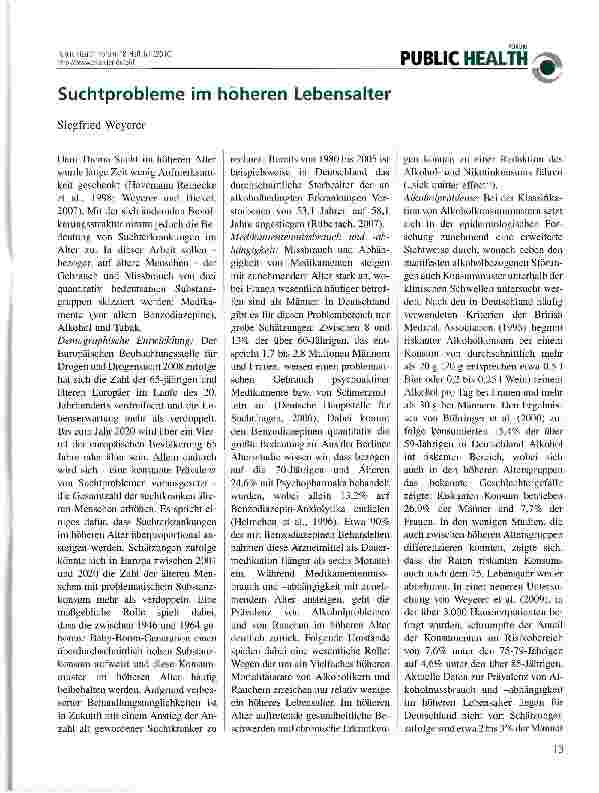 Vorschauseite 1: Suchtprobleme im höheren Lebensalter