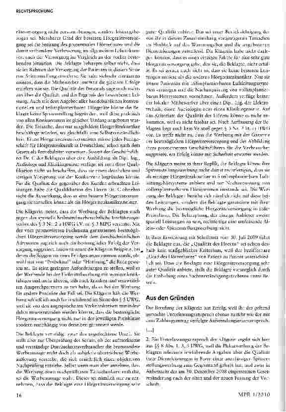 Vorschauseite 2: Spitzenstellungswerbung für Hörgeräteversorgung