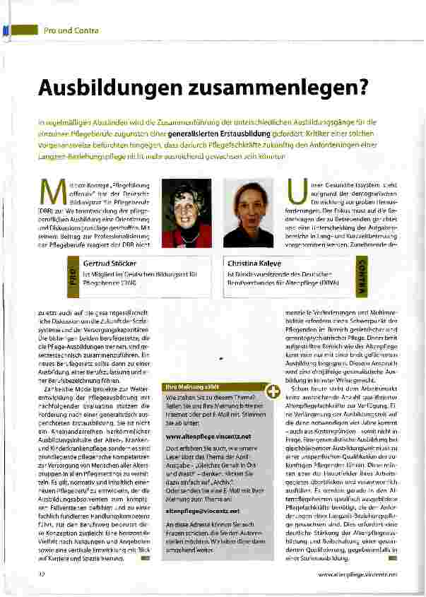 Vorschauseite 1: Ausbildungen zusammenlegen?