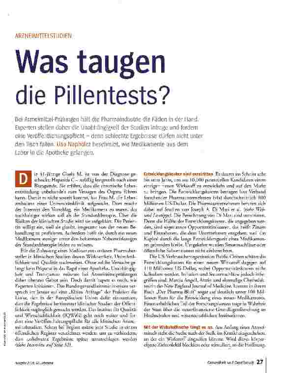 Vorschauseite 2: Was taugen die Pillentests?